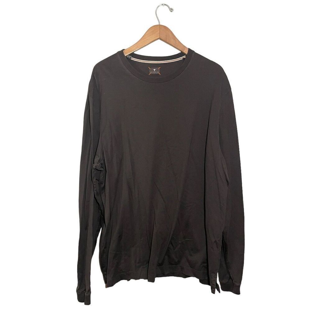 Left Coast Tee Shirt Mens XXL Long‎ Sleeve Stretch Casual Pima Cotton Crew Brown